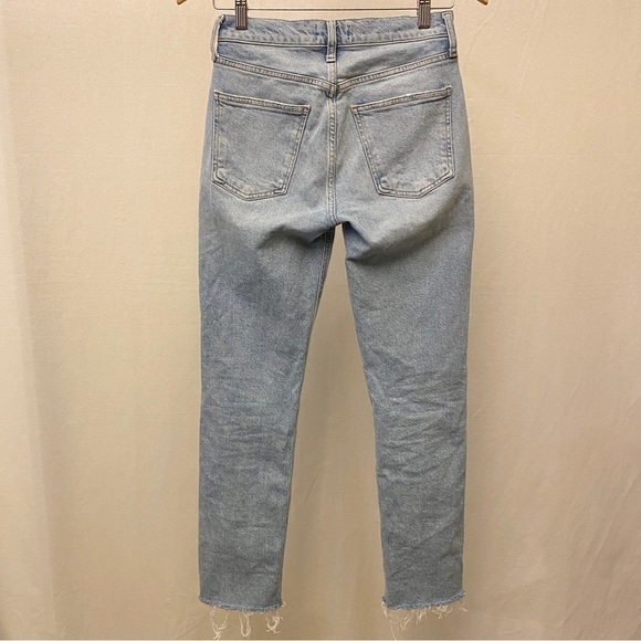 AGOLDE Lyle Sz 24 Midrise Fray Hem Ankle Jeans Women’s Stretch Light Raw Hem - Picture 12 of 13